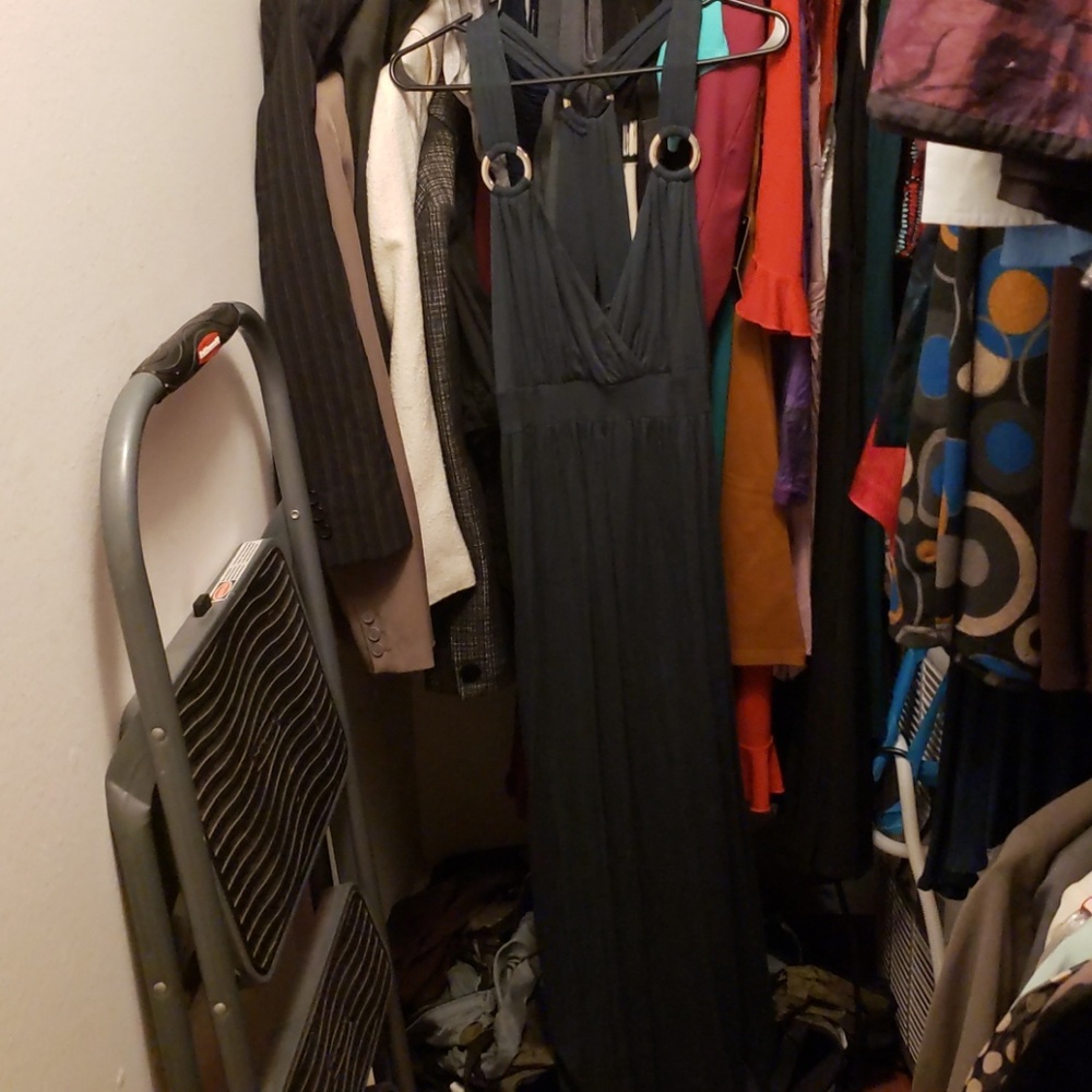 Navy maxi dress v neck
